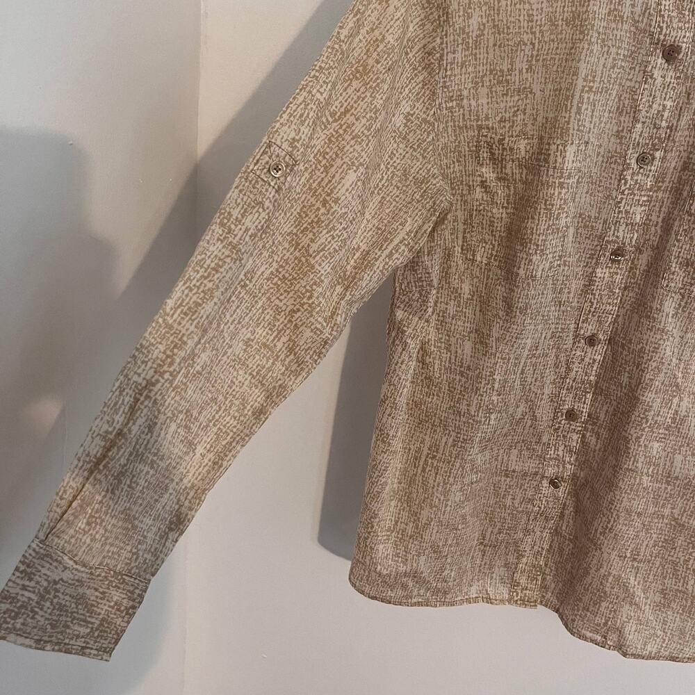 Michael Kors Blouse Womens 14W Beige Abstract Office Lightweight Career Wear - Picture 4 of 8